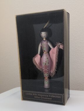 Ladies With Elegance Collection Pink Glass Ornament Doll NIB